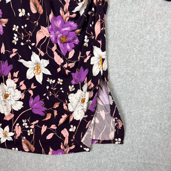Eliza J Purple Floral Long Sleeve Bodycon Midi Dress Size 8 - Picture 7 of 12